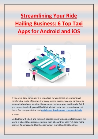 Streamlining Your Ride Hailing Business- 6 Top Taxi Apps for Android and iOS