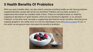 5 Health Benefits Of Probiotics