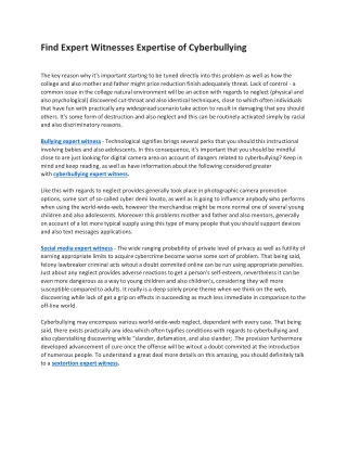 Find Expert Witnesses Expertise of Cyberbullying
