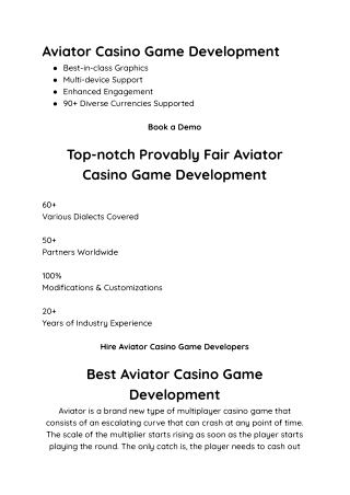 Aviator Casino Game Development
