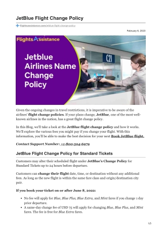 JetBlue Flight Change Policy