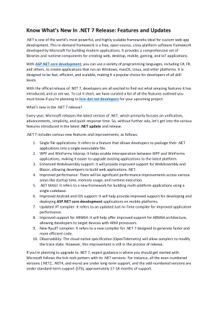 Know What’s New In .NET 7 Release Features and Updates