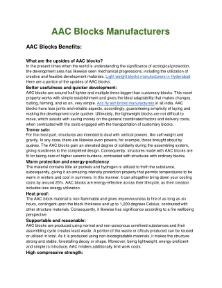 AAC Blocks Manufacturers