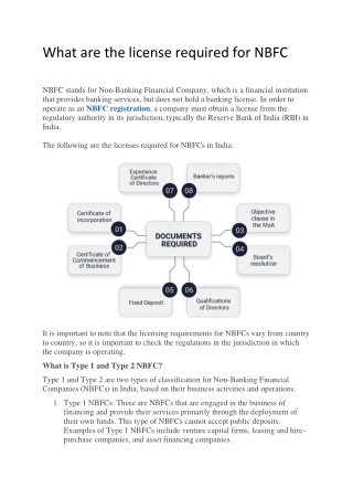 What are the license required for NBFC