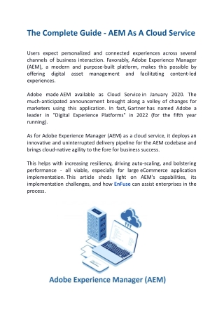 The Complete Guide - AEM As A Cloud Service