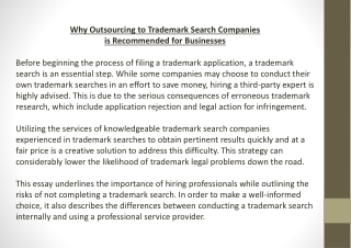 Why Outsourcing to Trademark Search Companies is Recommended for Businesses