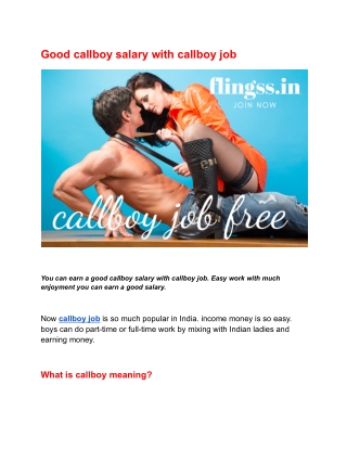 Good callboy salary with callboy job