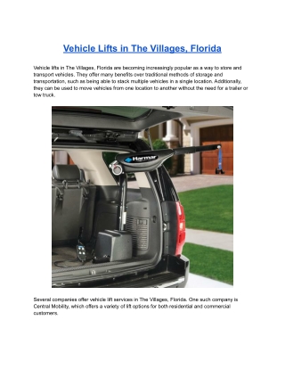 Vehicle Lifts in The Villages, Florida