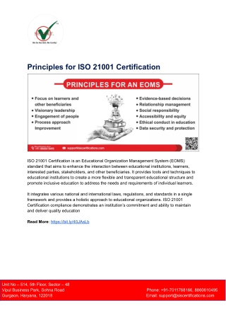 Principles for ISO 21001 Certification