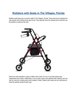 Rollators with Seats in The Villages, Florida