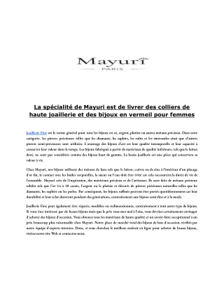 La spécialité de Mayuri est de livrer des colliers de haute joaillerie et des bijoux en vermeil pour femmes.docx