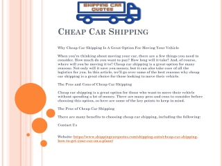 Cheap Car Shipping