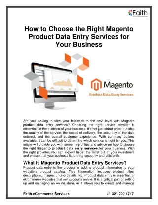 How to Choose the Right Magento Product Data Entry Services for Your Business
