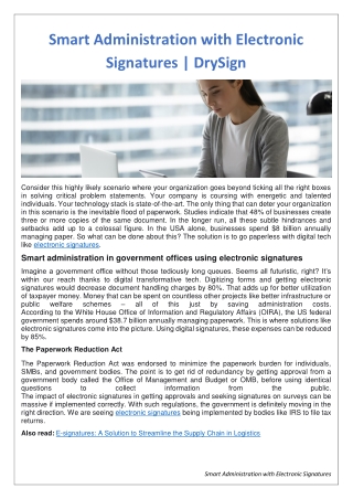 Smart Administration with Electronic Signatures | DrySign