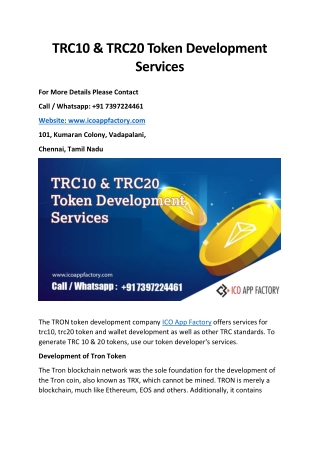 TRC10 & TRC20 Token Development Services