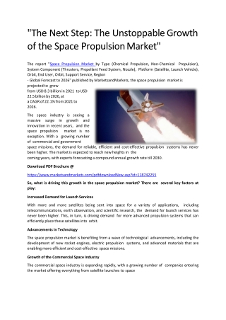 "The Next Step: The Unstoppable Growth of the Space Propulsion Market"