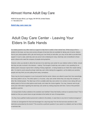 Almost Home Adult Day Care