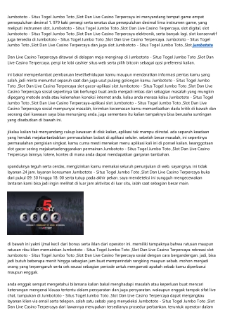 Jumbototo - Situs Togel Jumbo Toto ,Slot Dan Live Casino Terpercaya Pertaruhan S