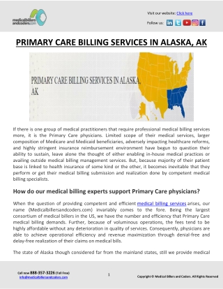 PRIMARY CARE BILLING SERVICES IN ALASKA, AK