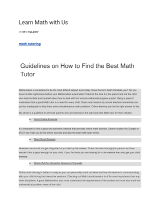 Learn Math with Us