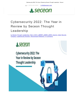 Cybersecurity 2022_ The Year in Review by Seceon Thought Leadership - Seceon