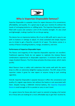 Why is Vaporlax Disposable famous?