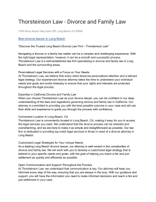 Thorsteinson Law - Divorce and Family Law