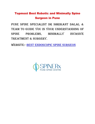 Topmost Best Robotic and Minimally Spine Surgeon in Pune