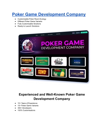 Poker Game Development Company