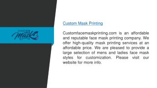 Finding The Best Custom Mask Printing Firm Near Me