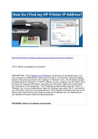 Where is ip address on hp printer?