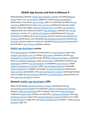 Mobile App Success and How to Measure It