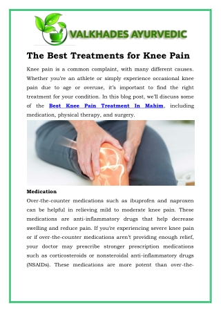 The Best Treatments for Knee Pain