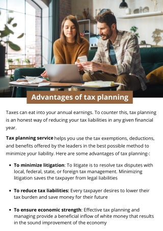 Advantages of tax planning