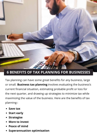 6 BENEFITS OF TAX PLANNING FOR BUSINESSES