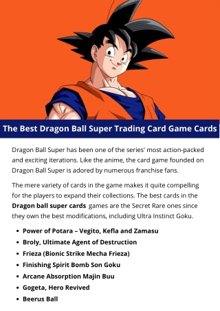 The Best Dragon Ball Super Trading Card Game Cards