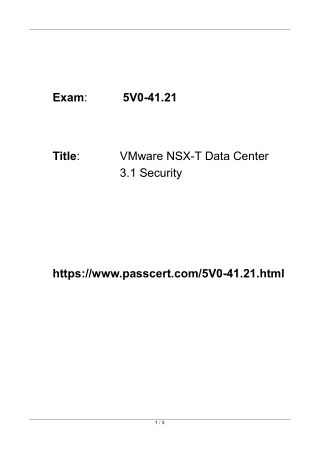 5V0-41.21 VMware NSX-T Data Center 3.1 Security Dumps