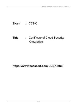 Certificate of Cloud Security Knowledge CCSK Exam Dumps