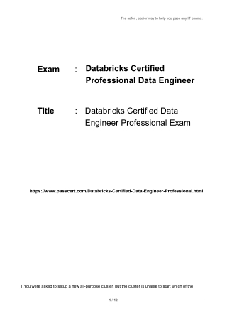 Databricks Certified Professional Data Engineer Dumps