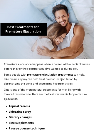 Best Treatments for Premature Ejaculation