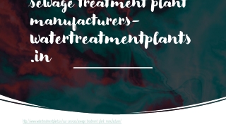 sewage treatment plant manufacturers