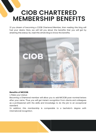 CIOB Chartered Membership Benefits