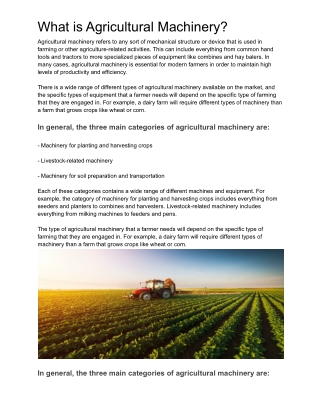 What is agricultural machinery and equipment