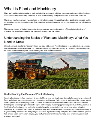 what is plant and machinery