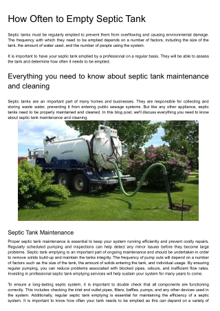 How often to empty septic tank