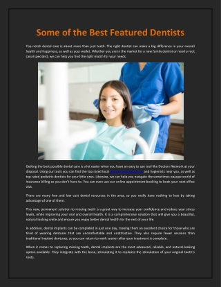 Some of the Best Featured Dentists