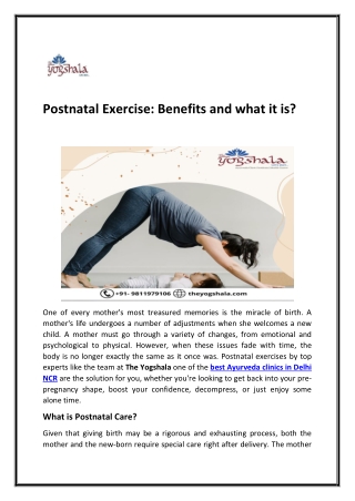 Postnatal Exercise Benefits at Best yoga center in Ghaziabad