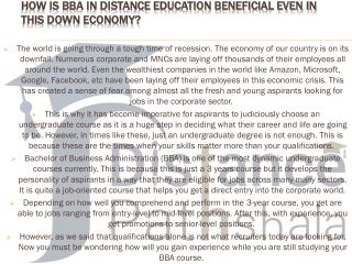 How Is BBA In Distance Education Beneficial Even In Down Economy ?