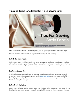 Tips and Tricks for a Beautiful Finish Sewing Satin