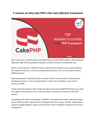 5 reasons on why Cake PHP is the most effective framework